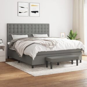 Κρεβάτι Boxspring με Στρώμα Σκούρο Γκρι 160x200 εκ Υφασμάτινο