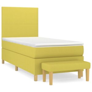 Κρεβάτι Boxspring με Στρώμα Ανοιχτό Πράσινο 90x190εκ Υφασμάτινο