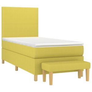 Κρεβάτι Boxspring με Στρώμα Ανοιχτό Πράσινο 90x190εκ Υφασμάτινο