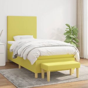 Κρεβάτι Boxspring με Στρώμα Ανοιχτό Πράσινο 90x190εκ Υφασμάτινο