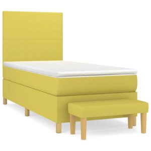 Κρεβάτι Boxspring με Στρώμα Ανοιχτό πράσινο 90x200εκ.Υφασμάτινο