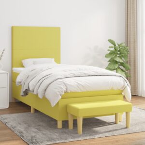 Κρεβάτι Boxspring με Στρώμα Ανοιχτό πράσινο 90x200εκ.Υφασμάτινο