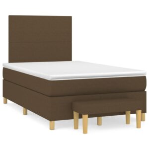 Κρεβάτι Boxspring με Στρώμα Σκούρο Καφέ 120x200 εκ. Υφασμάτινο