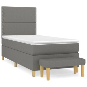 Κρεβάτι Boxspring με Στρώμα Σκούρο Γκρι 80x200 εκ. Υφασμάτινο