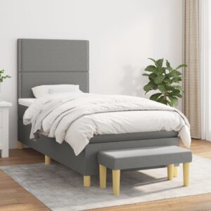 Κρεβάτι Boxspring με Στρώμα Σκούρο Γκρι 80x200 εκ. Υφασμάτινο