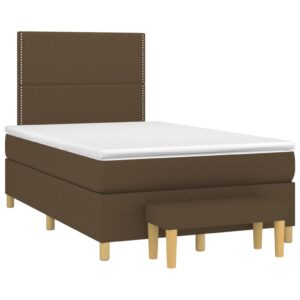 Κρεβάτι Boxspring με Στρώμα Σκούρο Καφέ 120x200 εκ. Υφασμάτινο