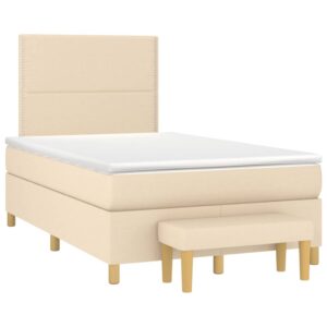 Κρεβάτι Boxspring με Στρώμα Κρεμ 120x200 εκ. Υφασμάτινο