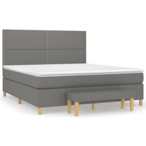 Κρεβάτι Boxspring με Στρώμα Σκούρο Γκρι 160x200 εκ Υφασμάτινο