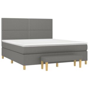 Κρεβάτι Boxspring με Στρώμα Σκούρο Γκρι 160x200 εκ Υφασμάτινο