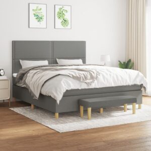 Κρεβάτι Boxspring με Στρώμα Σκούρο Γκρι 160x200 εκ Υφασμάτινο