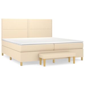 Κρεβάτι Boxspring με Στρώμα Κρεμ 200x200 εκ. Υφασμάτινο