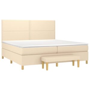 Κρεβάτι Boxspring με Στρώμα Κρεμ 200x200 εκ. Υφασμάτινο