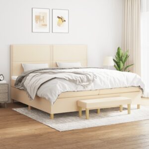 Κρεβάτι Boxspring με Στρώμα Κρεμ 200x200 εκ. Υφασμάτινο