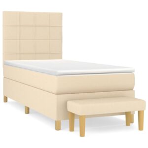 Κρεβάτι Boxspring με Στρώμα Κρεμ 90x200 εκ.Υφασμάτινο