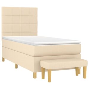 Κρεβάτι Boxspring με Στρώμα Κρεμ 90x200 εκ.Υφασμάτινο