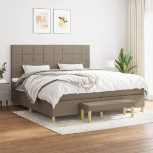 Κρεβάτι Boxspring με Στρώμα Taupe 200x200 εκ. Υφασμάτινο