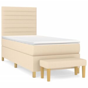 Κρεβάτι Boxspring με Στρώμα Κρεμ 80 x 200 εκ. Υφασμάτινο