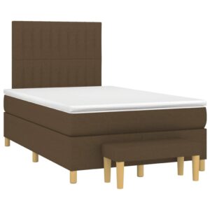 Κρεβάτι Boxspring με Στρώμα Σκούρο Καφέ 120x200 εκ. Υφασμάτινο