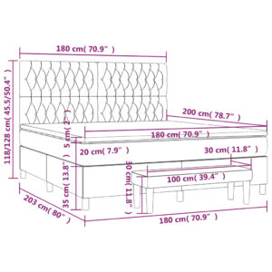 Κρεβάτι Boxspring με Στρώμα Αν. Πράσινο 180x200εκ Υφασμάτινο