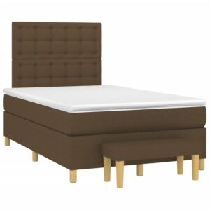 Κρεβάτι Boxspring με Στρώμα Σκούρο Καφέ 120x200 εκ. Υφασμάτινο