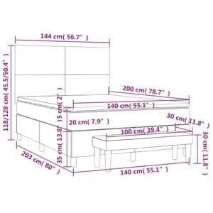 Κρεβάτι Boxspring με Στρώμα Καφέ 140x200εκ. από Συνθετικό Δέρμα