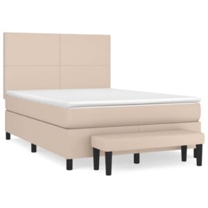 Κρεβάτι Boxspring με Στρώμα Καπουτσίνο 140x200εκ.από Συνθ.Δέρμα