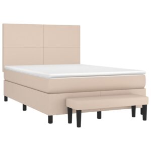 Κρεβάτι Boxspring με Στρώμα Καπουτσίνο 140x200εκ.από Συνθ.Δέρμα