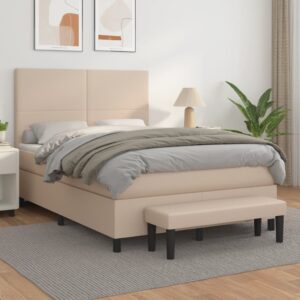 Κρεβάτι Boxspring με Στρώμα Καπουτσίνο 140x200εκ.από Συνθ.Δέρμα