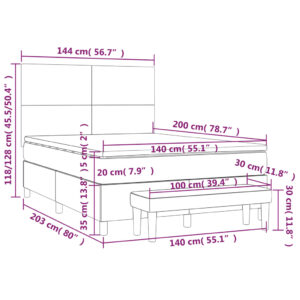 Κρεβάτι Boxspring με Στρώμα Καπουτσίνο 140x200εκ.από Συνθ.Δέρμα