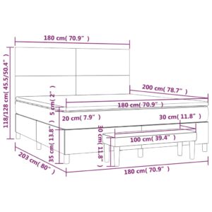 Κρεβάτι Boxspring με Στρώμα Κρεμ 180x200 εκ. Συνθετικό Δέρμα