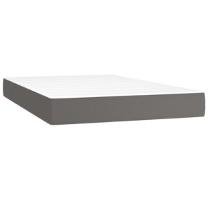 Κρεβάτι Boxspring με Στρώμα Γκρι 120x200εκ. από Συνθετικό Δέρμα