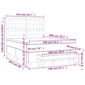 Κρεβάτι Boxspring με Στρώμα Καφέ 140x200εκ. από Συνθετικό Δέρμα