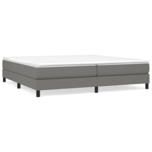 Κρεβάτι Boxspring με Στρώμα Σκούρο Γκρι 200x200 εκ. Υφασμάτινο