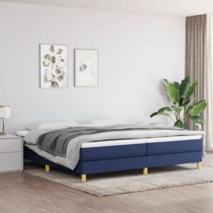 Κρεβάτι Boxspring με Στρώμα Μπλε 200x200 εκ. Υφασμάτινο