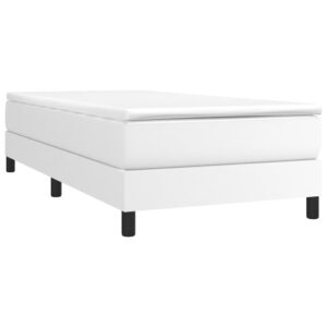 Κρεβάτι Boxspring με Στρώμα Λευκό 90x190εκ. από Συνθετικό Δέρμα