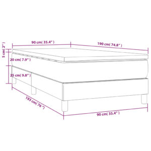 Κρεβάτι Boxspring με Στρώμα Λευκό 90x190εκ. από Συνθετικό Δέρμα