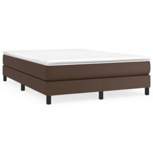 Κρεβάτι Boxspring με Στρώμα Καφέ 140x200εκ. από Συνθετικό Δέρμα