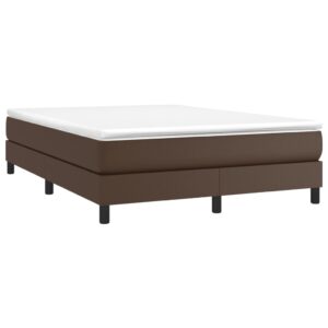 Κρεβάτι Boxspring με Στρώμα Καφέ 140x200εκ. από Συνθετικό Δέρμα