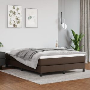 Κρεβάτι Boxspring με Στρώμα Καφέ 140x200εκ. από Συνθετικό Δέρμα