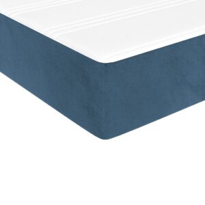 Κρεβάτι Boxspring με Στρώμα Σκούρο Μπλε 200x200 εκ. Βελούδινο