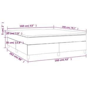 Κρεβάτι Boxspring με Στρώμα Σκούρο Γκρι 160x200 εκ Υφασμάτινο