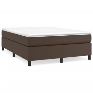 Κρεβάτι Boxspring με Στρώμα Καφέ 140x200εκ. από Συνθετικό Δέρμα