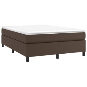 Κρεβάτι Boxspring με Στρώμα Καφέ 140x200εκ. από Συνθετικό Δέρμα