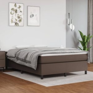 Κρεβάτι Boxspring με Στρώμα Καφέ 140x200εκ. από Συνθετικό Δέρμα