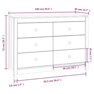 Βοηθητικό Ντουλάπι Μαύρο 100x40x72 εκ. από Μασίφ Ξύλο Πεύκου