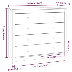 Βοηθητικό Ντουλάπι Γκρι 100x40x90 εκ. από Μασίφ Ξύλο Πεύκου