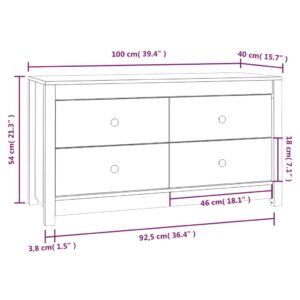 Βοηθητικό Ντουλάπι Γκρι 100x40x54 εκ. από Μασίφ Ξύλο Πεύκου