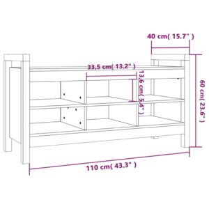 Παγκάκι Χολ Μαύρο 110x40x60 εκ. από Μασίφ Ξύλο Πεύκου