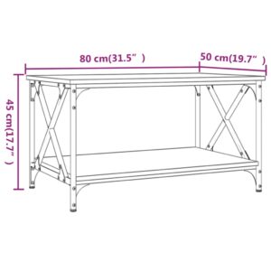 Τραπεζάκι Σαλονιού Καπνιστή Δρυς 80x50x45 εκ. Επεξεργασμ. Ξύλο