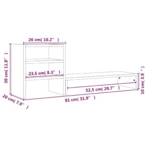 Βάση Οθόνης 81 x 20 x 30 εκ. από Μασίφ Ξύλο Πεύκου